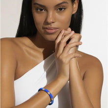 Load image into Gallery viewer, Lagos Sterling Silver Ultramarine Caviar Ceramic 3 Diamond Station Bracelet