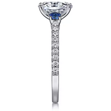 Load image into Gallery viewer, Gabriel 14K White Gold "Chantal" Sapphire Three Stone Engagement Ring