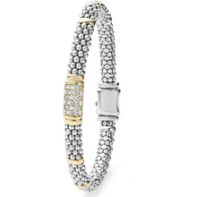 Load image into Gallery viewer, Lagos Sterling Silver & 18K Yellow Gold Signature Caviar Diamond 6mm Bracelet