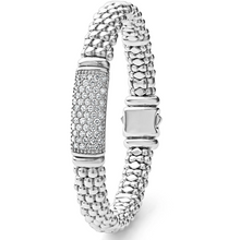 Load image into Gallery viewer, Lagos Sterling Silver Signature Caviar Diamond Station 9mm Bracelet