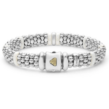 Load image into Gallery viewer, Lagos Sterling Silver White Caviar Ceramic Single Diamond Station Bracelet
