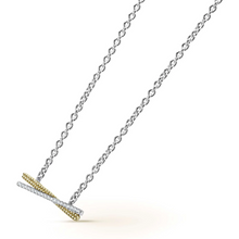 Load image into Gallery viewer, Lagos 18K and Sterling Silver Caviar Lux Diamond X Station Necklace