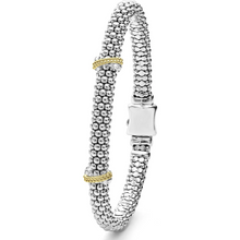 Load image into Gallery viewer, Lagos 18K and Sterling Silver Caviar Lux X-Station Diamond Bracelet
