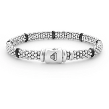 Load image into Gallery viewer, Lagos Sterling Silver Caviar Black Ceramic 7 Station Bracelet