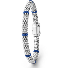 Load image into Gallery viewer, Lagos Sterling Silver Caviar Ultramarine Blue Ceramic 7 Station Bracelet