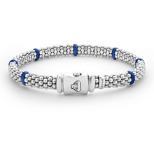 Load image into Gallery viewer, Lagos Sterling Silver Caviar Ultramarine Blue Ceramic 7 Station Bracelet
