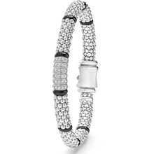 Load image into Gallery viewer, Lagos Sterling Silver & Black Caviar Six Diamond Station Bracelet
