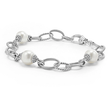 Load image into Gallery viewer, Lagos Sterling Silver Luna Pearl 3 Station Link Bracelet