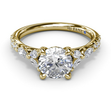 Load image into Gallery viewer, Fana 14K Yellow Gold Vintage Floral Diamond Engagement Ring