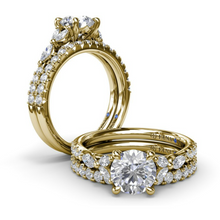 Load image into Gallery viewer, Fana 14K Yellow Gold Vintage Floral Diamond Engagement Ring