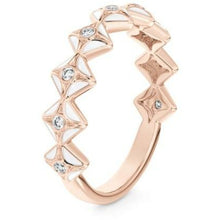 Load image into Gallery viewer, 18K Rose Gold De Beers Forevermark Icon™ White Enamel Nine-Diamond Stacking Ring