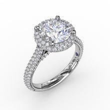 Load image into Gallery viewer, Fana 14K White Gold Pave Diamond Round Halo Engagement Ring