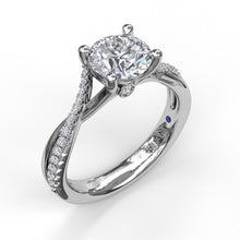 Load image into Gallery viewer, Fana 14K White Gold and Diamond Alternating Twist Band Engagement Ring