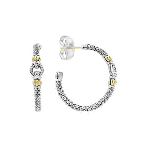 Lagos 18K & Sterling Silver Caviar Hoop Earrings