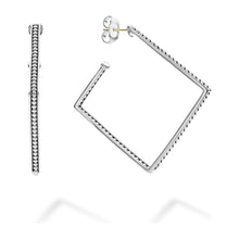 Load image into Gallery viewer, Lagos Sterling Silver Signature Caviar 40mm Square Hoop Earrings
