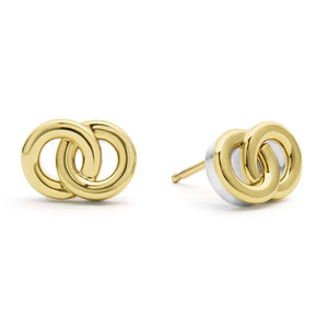 Lagos 18K and Sterling Silver Interlocking Stud Earrings