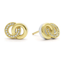 Load image into Gallery viewer, Lagos 18K and Sterling Silver Interlocking Diamond Stud Earrings
