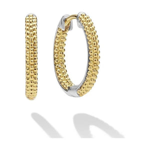 Lagos 18K & Sterling Silver Caviar Small Hoop Earrings