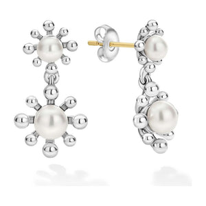 Lagos Sterling Silver Luna Fleur Pearl Drop Earrings