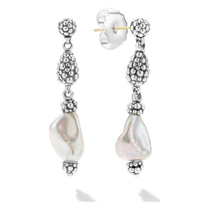 Lagos Sterling Silver Luna Fleur Keishi Pearl Drop Earrings