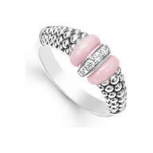 Load image into Gallery viewer, Lagos Sterling Silver Pink Caviar Diamond Station Fashion Ring
