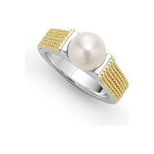 Load image into Gallery viewer, Lagos Sterling Silver and 18K Yellow Gold Luna Pearl Caviar Ring
