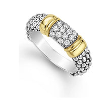 Load image into Gallery viewer, Lagos 18K &amp; Sterling Silver Signature 6mm Caviar Diamond Station Band
