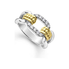 Load image into Gallery viewer, Lagos 18K &amp; Sterling Silver Diamond Link Ring
