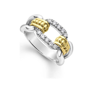 Lagos 18K & Sterling Silver Diamond Link Ring