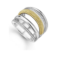 Load image into Gallery viewer, Lagos 18K &amp; Sterling Silver Lux Five Row Diamond Wide Band
