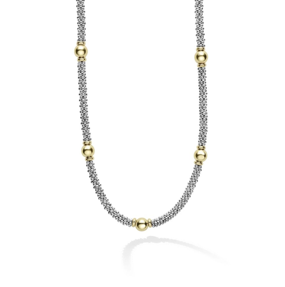 Lagos 18K and Sterling Silver Station Necklace