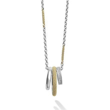 Load image into Gallery viewer, Lagos 18K &amp; Sterling Silver Lux 3 Ring Diamond Pendant Necklace
