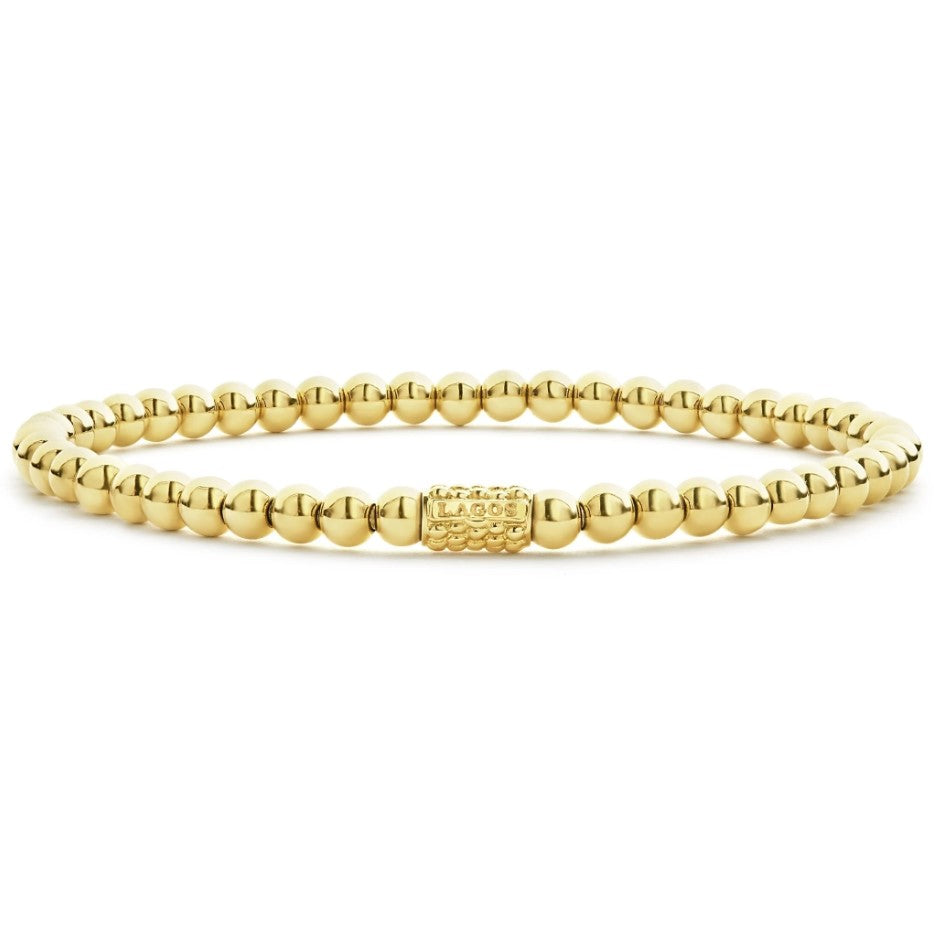 Lagos 18K Caviar Gold 4mm Ball Stretch Bracelet