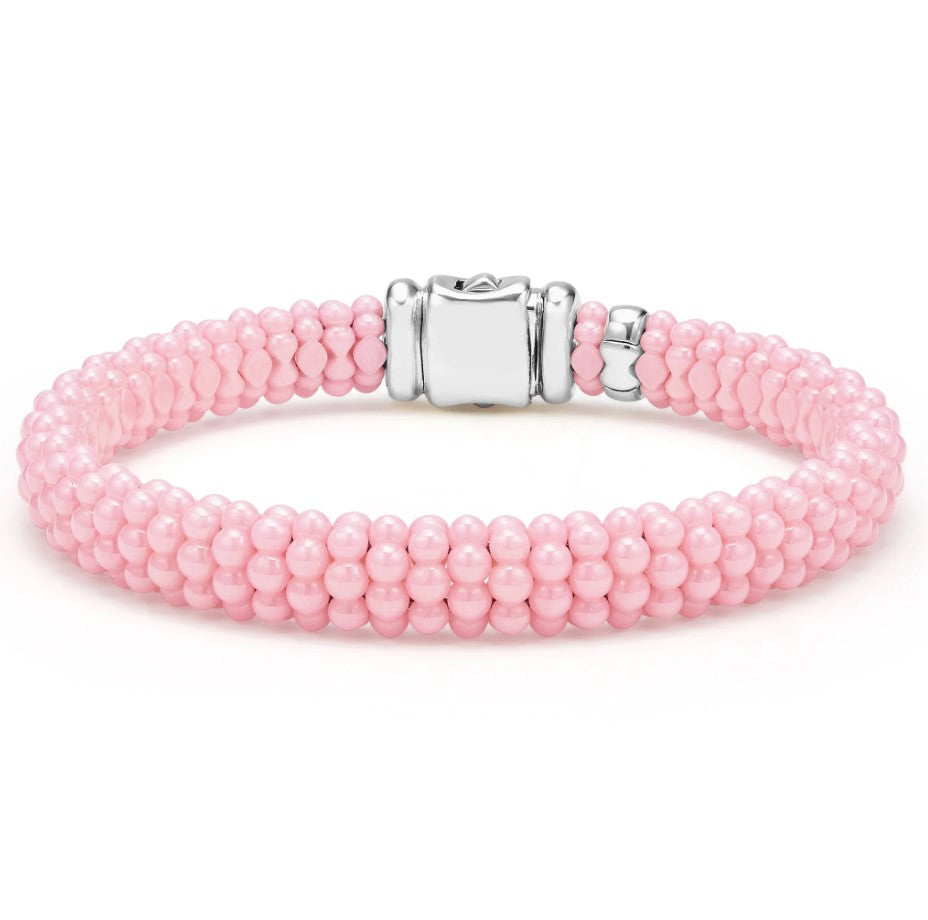 Lagos Sterling Silver Pink Caviar 9mm Ceramic Bracelet