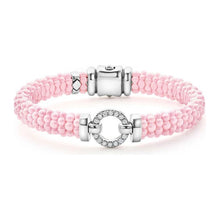 Load image into Gallery viewer, Lagos Sterling Silver Pink Caviar Ceramic Diamond Circle Bracelet
