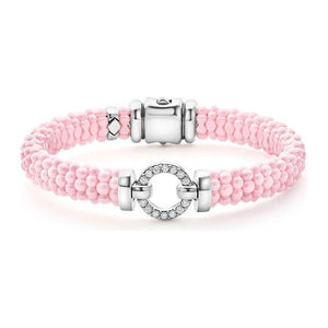 Lagos Sterling Silver Pink Caviar Ceramic Diamond Circle Bracelet