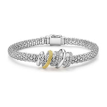 Load image into Gallery viewer, Lagos 18K and Sterling Silver Caviar Lux 5 Row Diamond Bracelet
