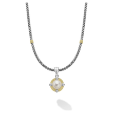 Load image into Gallery viewer, Lagos Sterling Silver and 18K Gold Luna Pearl &amp; Diamond Lux Necklace
