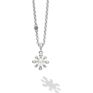 Lagos Sterling Silver Fleur Pearl Pendant Necklace, 18"