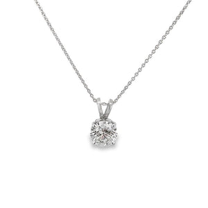 14K White Gold Diamond Solitaire Pendant