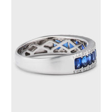 Load image into Gallery viewer, 14K White Gold Sapphire &amp; Diamond Anniversary Band
