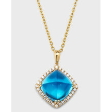 Load image into Gallery viewer, 18K Yellow Gold Blue Topaz Sugar Loaf &amp; Diamond Pendant
