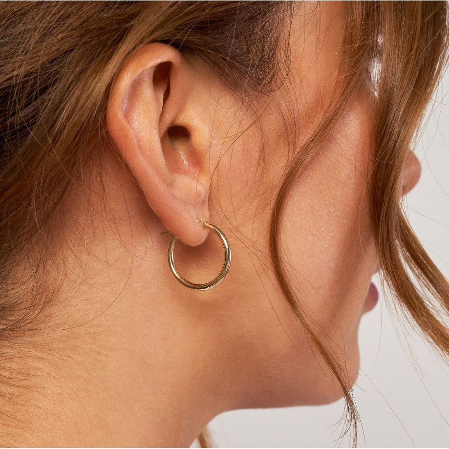 14K White Gold Hoops