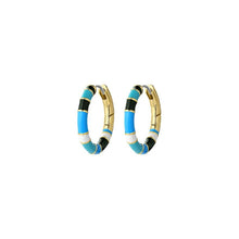 Load image into Gallery viewer, Gorjana Gold Gigi Enamel Stripe Hoops in Laguna
