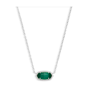 Kendra Scott Silver Elisa Necklace in Emerald Cats Eye