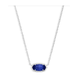 Kendra Scott Silver Elisa Necklace in Cobalt Cat's Eye