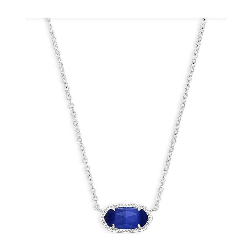 Kendra Scott Silver Elisa Necklace in Cobalt Cat's Eye