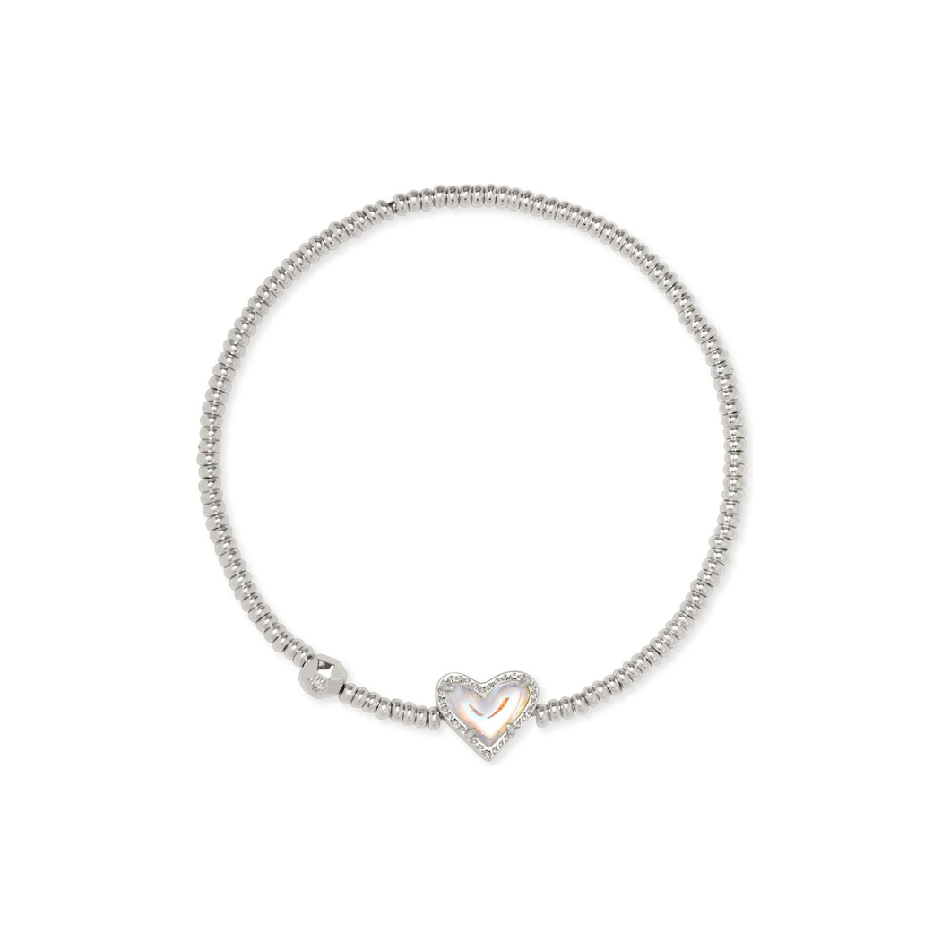 Kendra Scott Silver Ari Heart Stretch Bracelet in Dichroic Glass