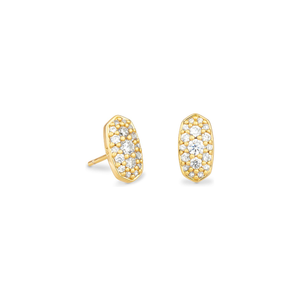 Kendra Scott Gold Grayson Stud Earrings in White CZ