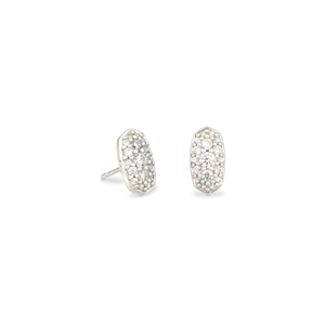 Kendra Scott Silver Grayson Stud Earrings in White CZ